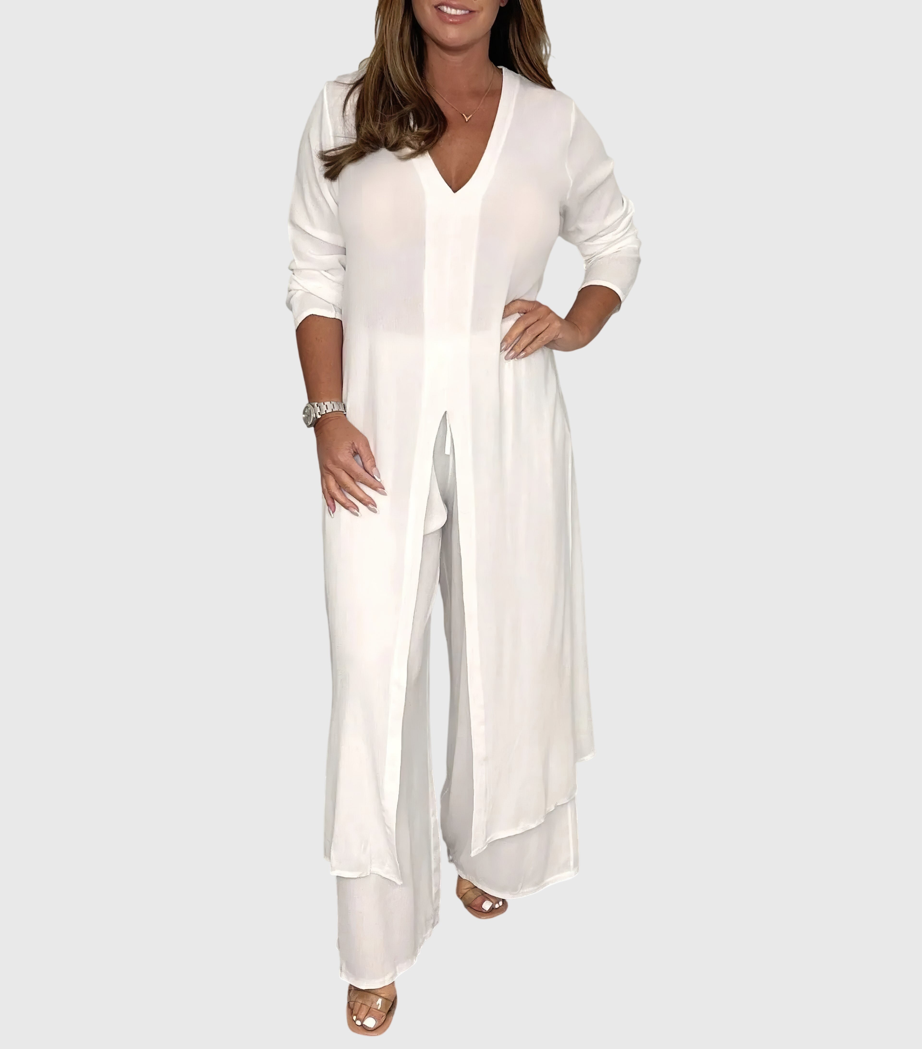 Olivia Elegant Two-Piece Set in White