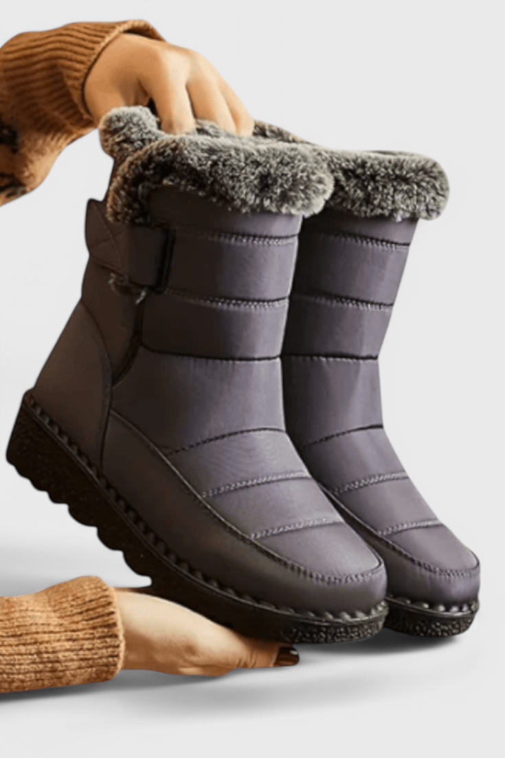 Waterproof Winter Boots Featuring Slip-Resistant Sole in Gray
