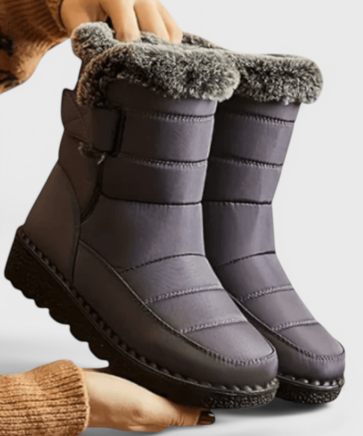 Waterproof Winter Boots Featuring Slip-Resistant Sole in Gray