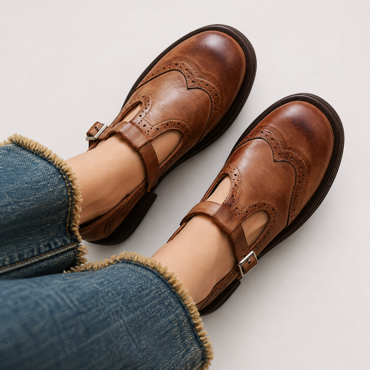 Women's Classic Mary Jane Shoes in Brown