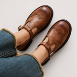Women's Classic Mary Jane Shoes in Brown