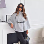 Women's Belted Cape Coat in Gray