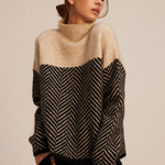 Women's Cotton Mock-Neck Sweater in Beige