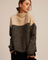 Women's Cotton Mock-Neck Sweater in Beige