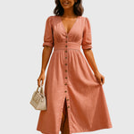 Jacqueline Elegant Denim Dress in Pink