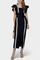 Ruffle-Sleeve Fitted Top with Wavy Accents in Black