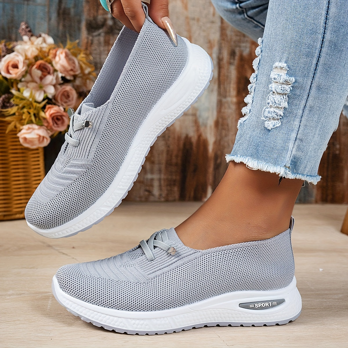 Comfort Flats for Sensitive Feet in Gray