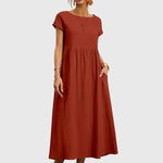 Women's Casual Pocket Dress in Brown