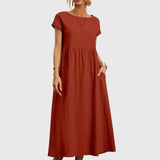 Women's Casual Pocket Dress in Brown