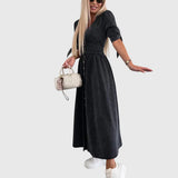Sophia Elegant Denim Dress in Black