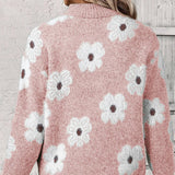 Women's Floral Cable-Knit Quarter-Zip Sweater, photo 8