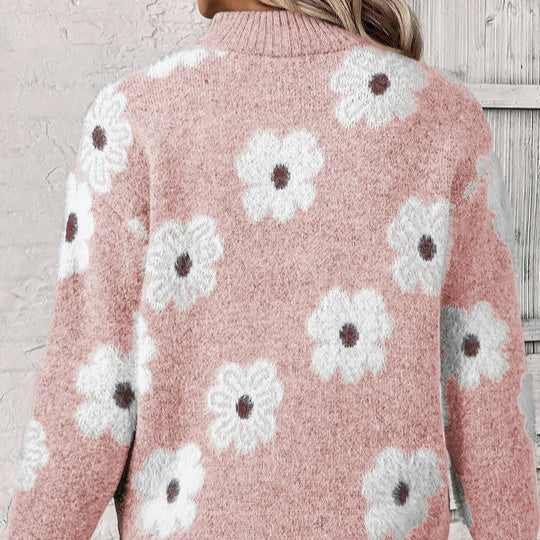 Women's Floral Cable-Knit Quarter-Zip Sweater, photo 8