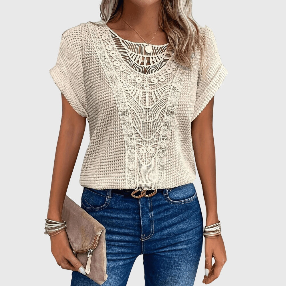 Women's Elegant Ibiza Style Blouse in Beige
