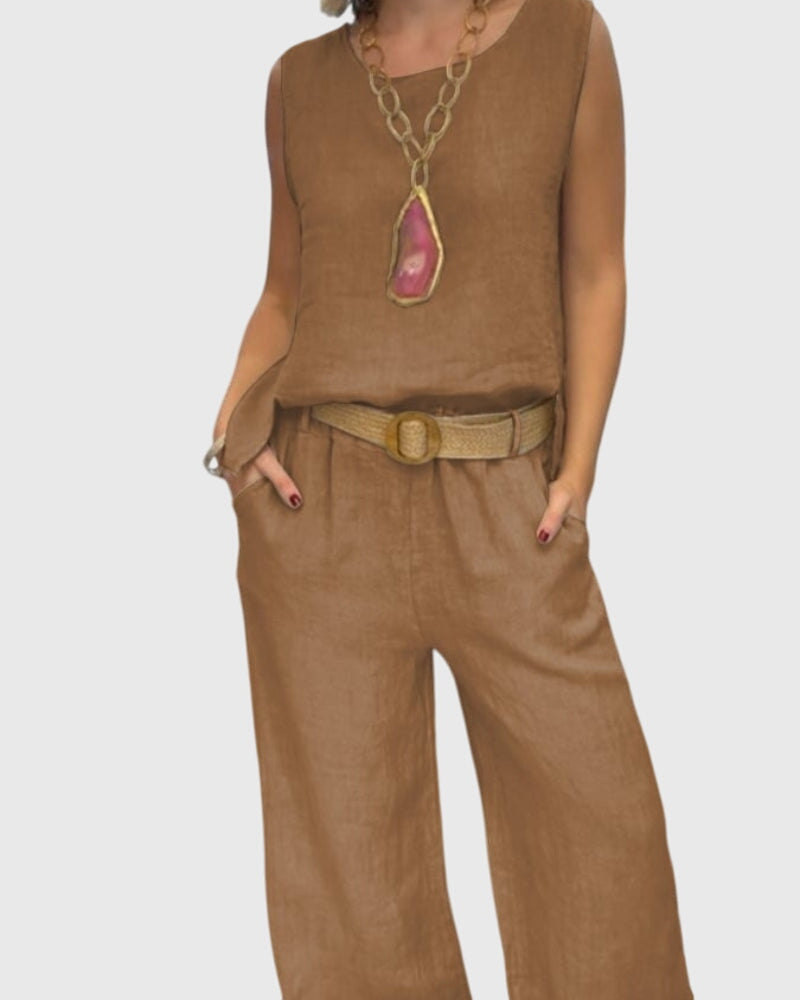 Women's Bohemian Two-Piece Set in Brown