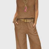 Women's Bohemian Two-Piece Set in Brown