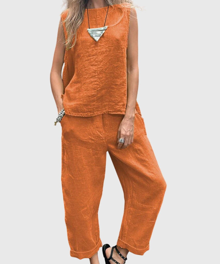 Sabrina Elegant Two-Piece Set in Orange