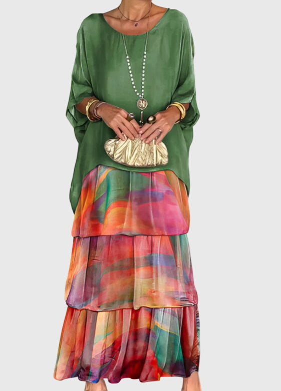 Women's Long and Flowing Elegant Dress in Multicolor