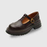Women's Chunky Platform T-Strap Mary Janes in Brown