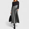 Women's Elegant Long Sleeve Maxi Dress in Black/Gray