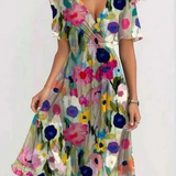 Women's Summer Dress With Belly Cover in Multi Color