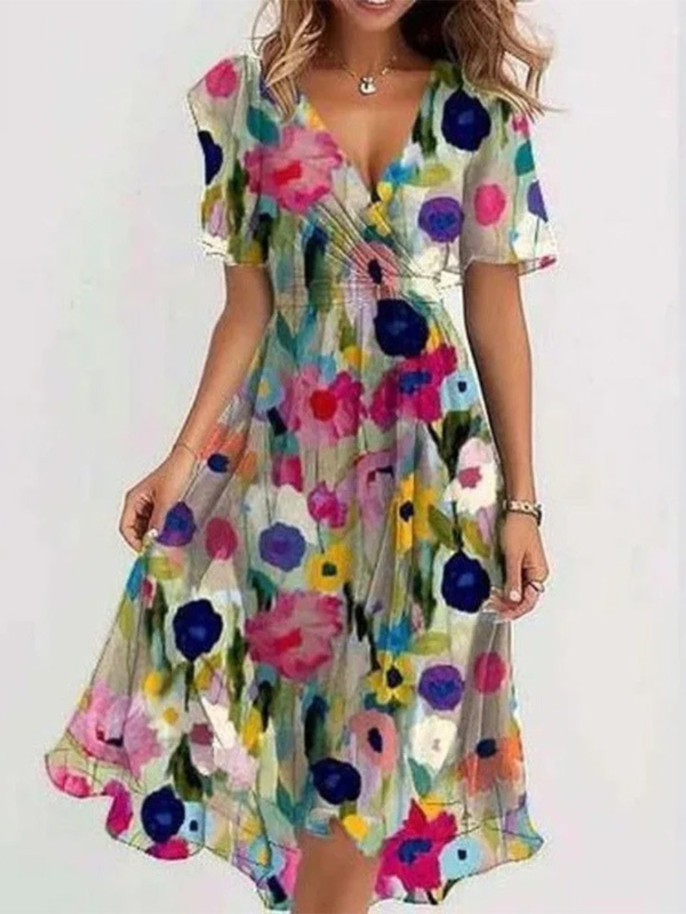 Women's Summer Dress With Belly Cover in Multi Color
