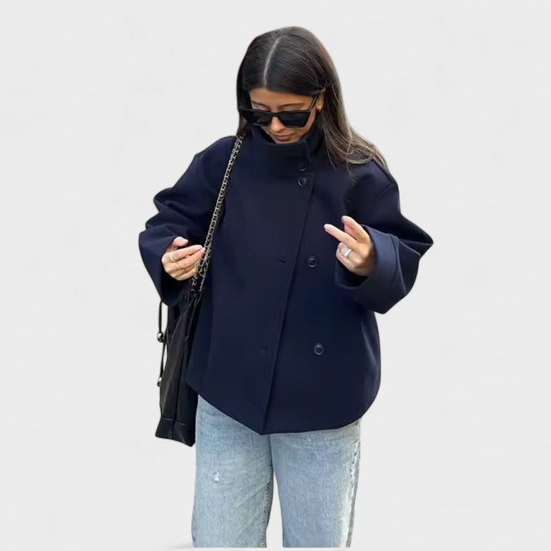 Women's Luxe Double-Breasted Short Coat