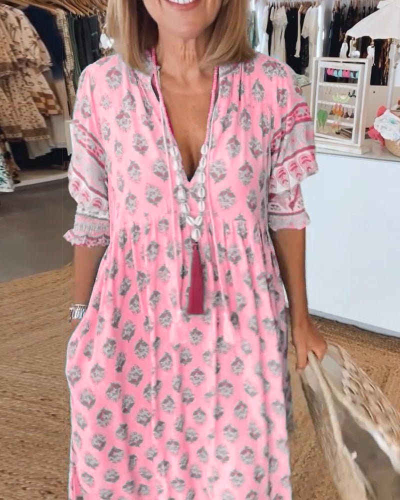 Women's Chic Floral V-Neck Maxi Dress, photo 9