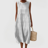 Women's Elegant Dress with Pockets in White
