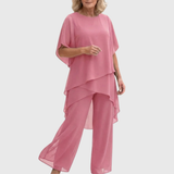 Women's Suit with draped palazzo pants in Pink