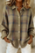 Women's Plaid Knit Shirt Jacket in Brown