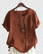 Women's Comfortable Short Sleeve Blouse in Brown