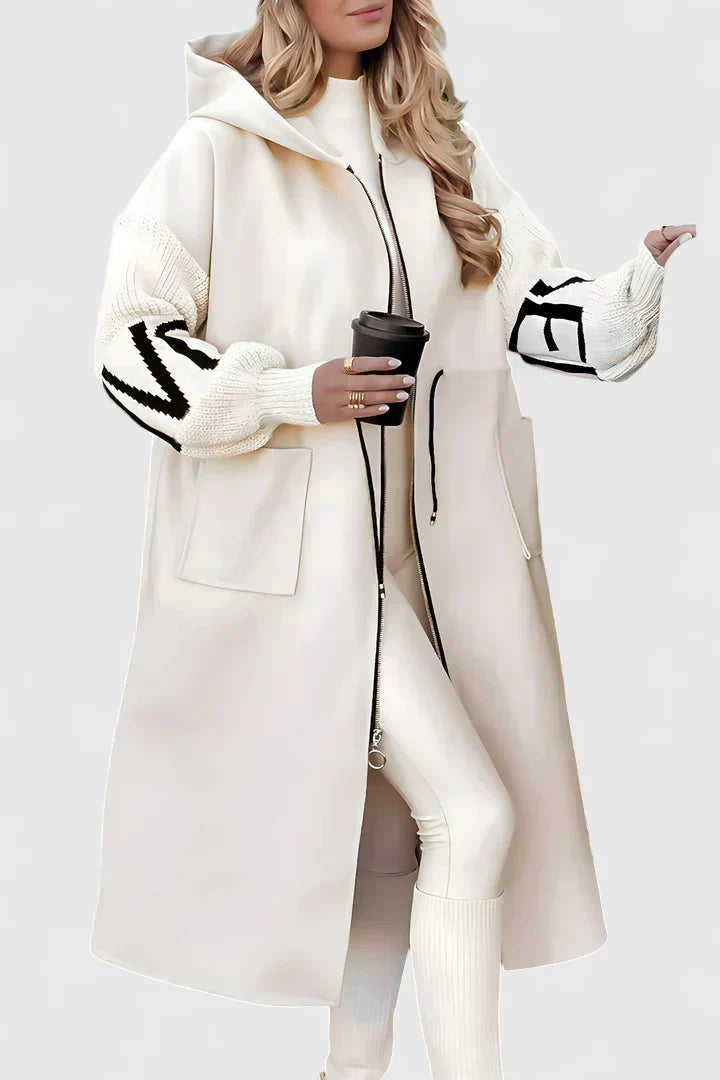 Women's Elegant Hooded Coat in White