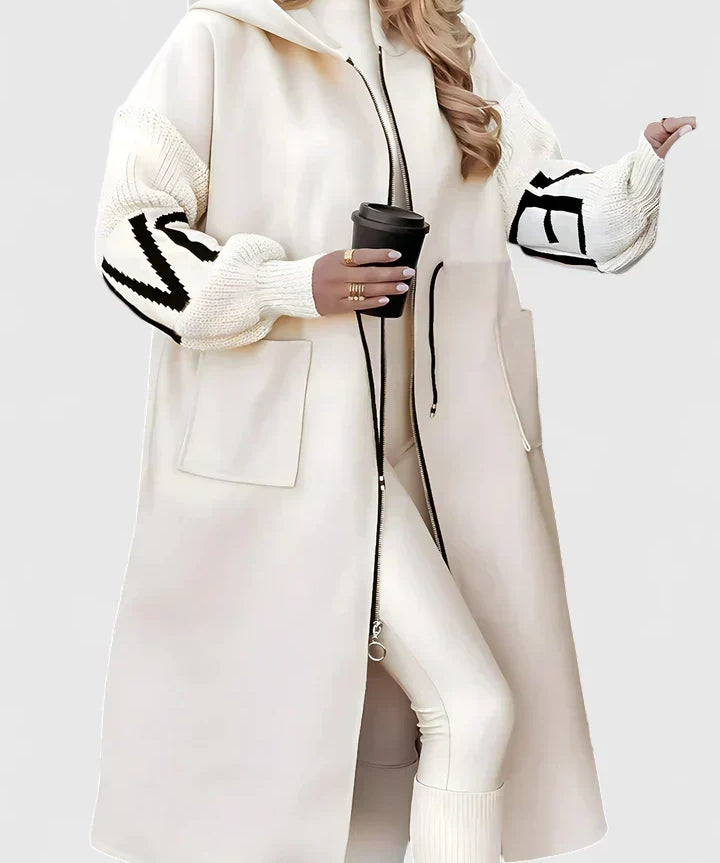 Women's Elegant Hooded Coat in White