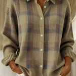 Taylor Checkered Cardigan in Brown