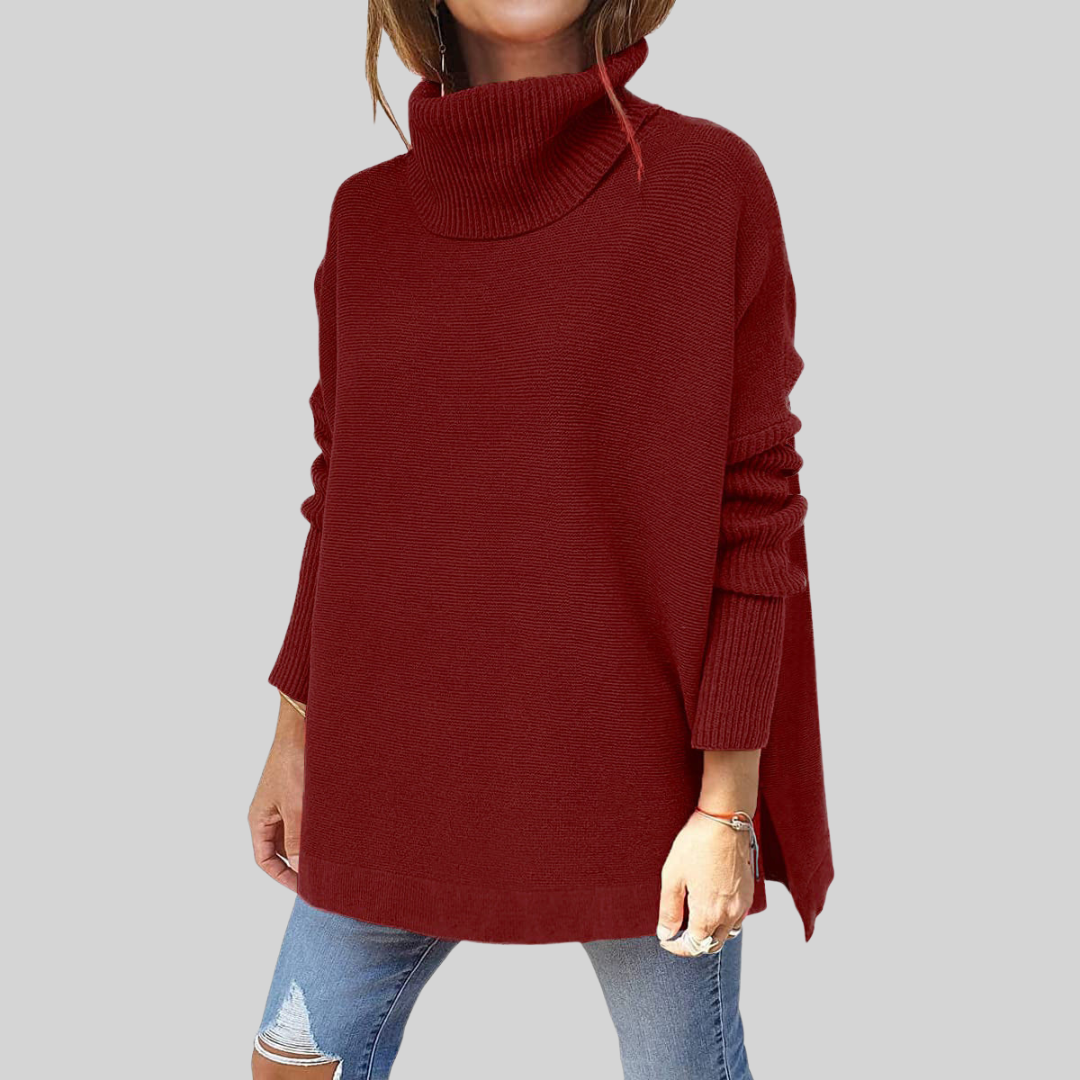 Almut Oversized Turtleneck Sweater in Red
