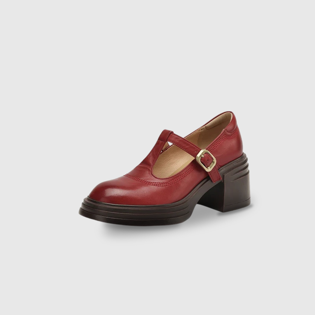 Women's Block Heel Pumps in Red