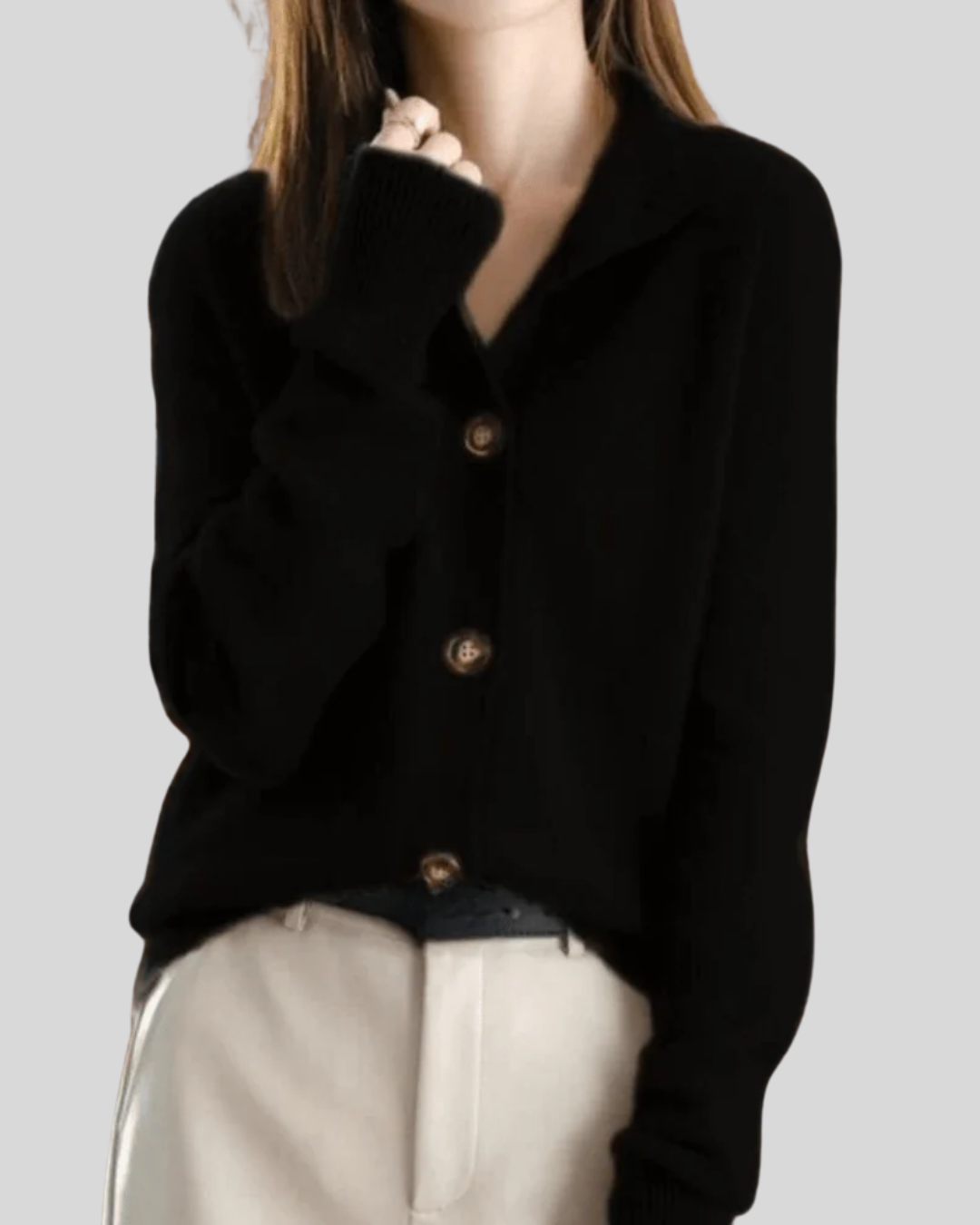 Women's Retro Cashmere Cardigan in Black