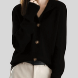Women's Retro Cashmere Cardigan in Black