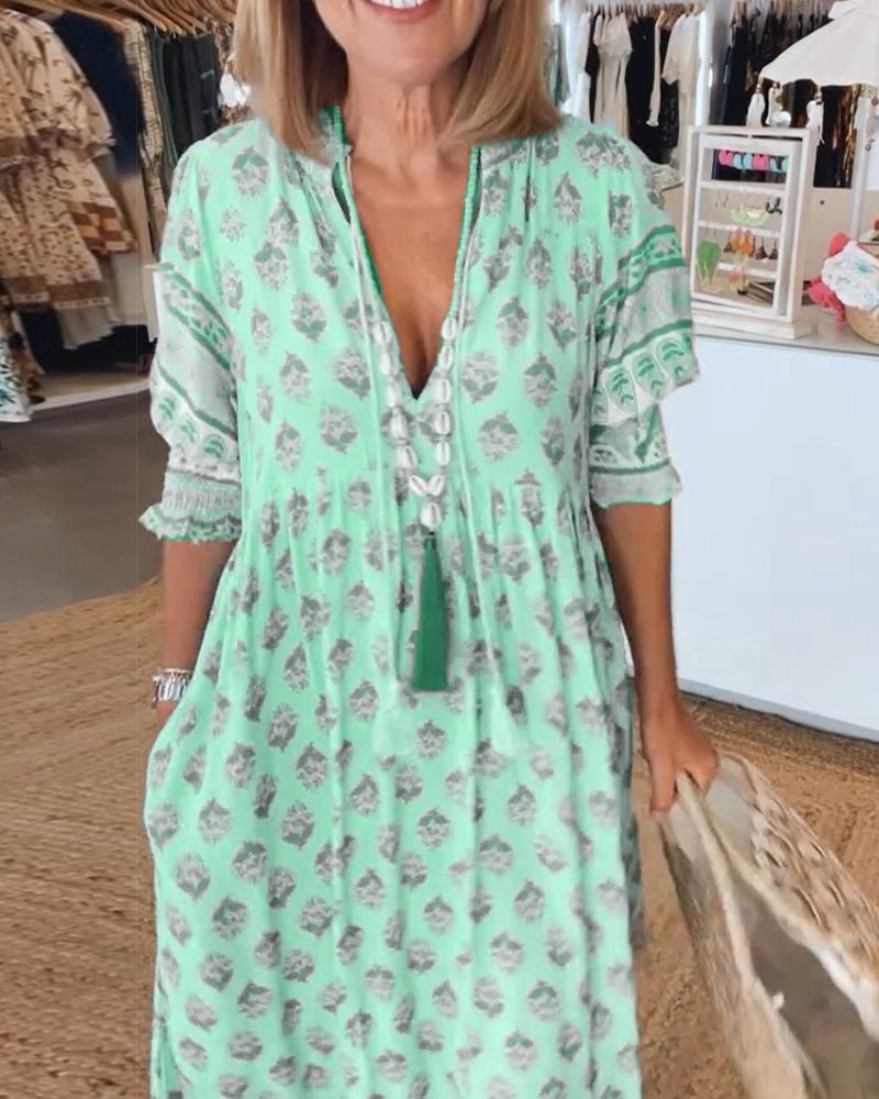 Women's Chic Floral V-Neck Maxi Dress, photo 5