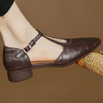 Leather T-Strap Shoes with Braided Strap, photo 5