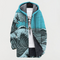 Women's Wave-Pattern Hooded Cardigan in Light Blue