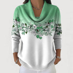 Women's Floral Turtleneck Sweater in Mint