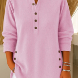 Women's Henley Button Tunic in Soft Pink