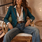 Éléonore | Fitted Chevron Blazer with Contrasting Edges
