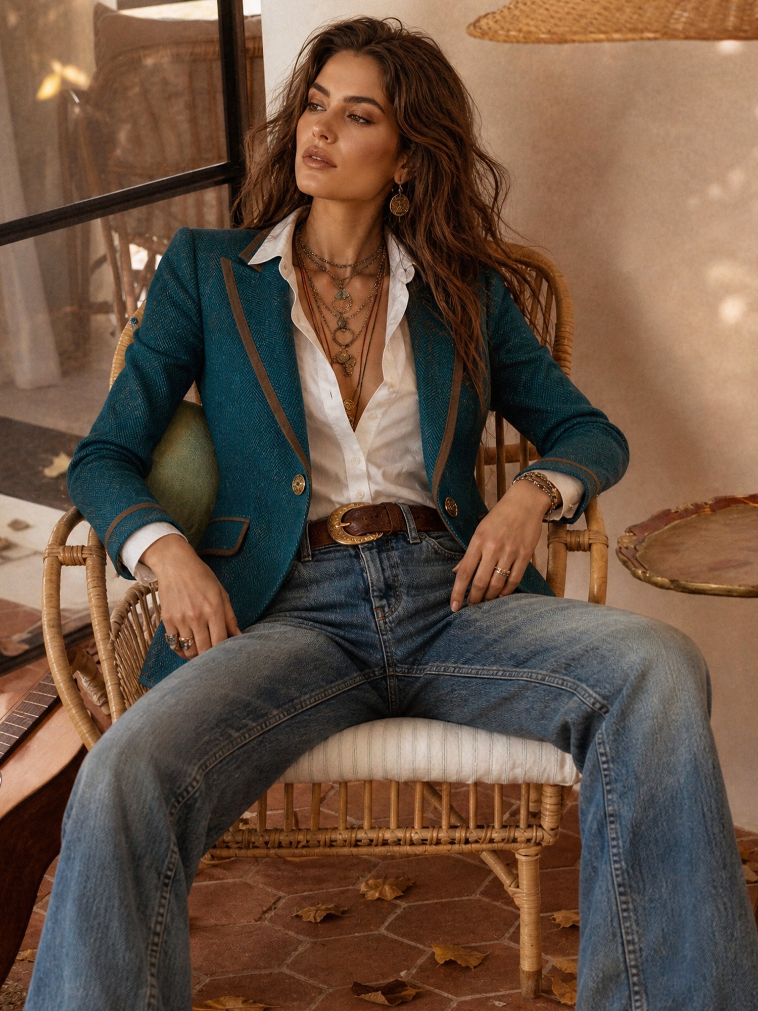 Éléonore | Fitted Chevron Blazer with Contrasting Edges
