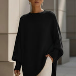 Women's Oversized Batwing-Sleeve Sweater in Black