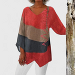 Women's Sophisticated V-Neck Tunic in Red