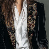 Léontine | Fitted Black Baroque Printed Blazer
