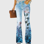 Women's Floral Print Pants in Blue Flower