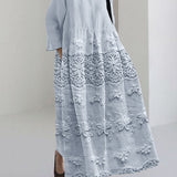 Women's Delicate Lace Midi Dress in Blue